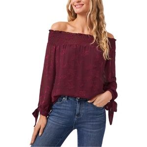 Ce Ce Jacquard off shoulder blouse